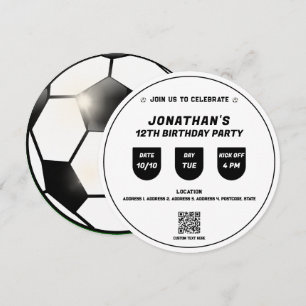 Convite Evento de Festa de aniversário do Tema de Futebol 