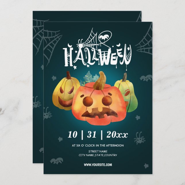 Convite Evento de Festa de Halloween (Frente/Verso)