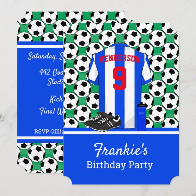 Convite Evento de futebol para jovens júnior BW Stripes (Frente/Verso)