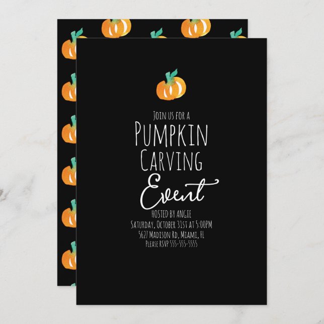 Convite Evento de Grupo de Caranguejo de Abóbora de Aquare (Frente/Verso)