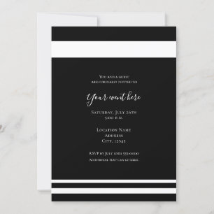 Convite Evento de Jantar Minimalista Elegante Preto e Bran