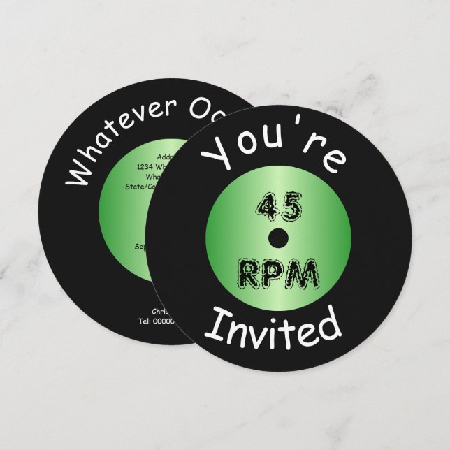 Convite Evento de Música em Disco de Vinil para Qualquer O (Frente/Verso)