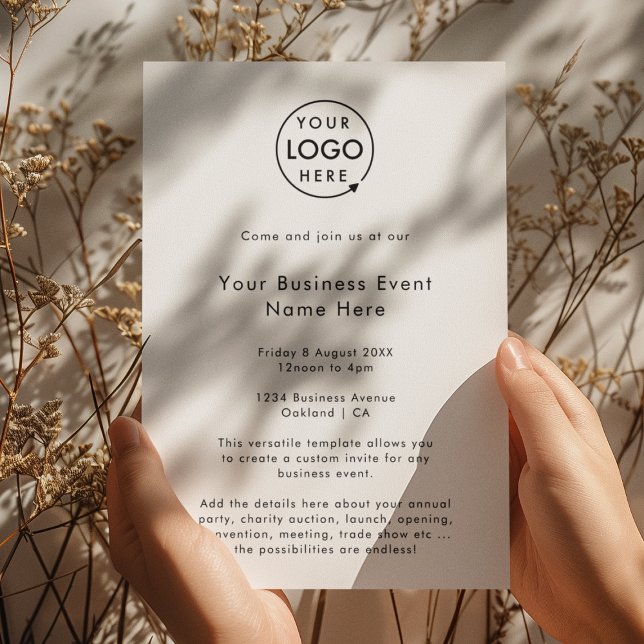 Convite Evento de negócios | Mínimo branco simples e limpo (Modern minimal white business event invitation template by Guava - elegant, clean, and customizable)
