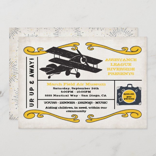 Convite Evento de Tíquete da Liga de Assistência (Frente/Verso)