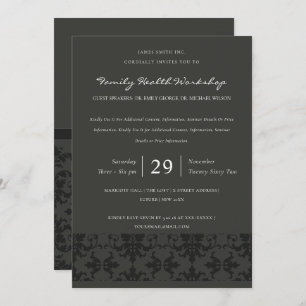 CONVITE EVENTO DE WORKSHOP CLÁSSICO DE CINZA PRETA FORMAL
