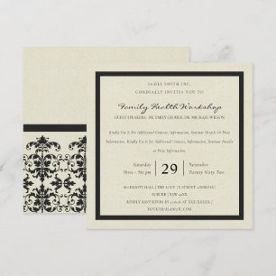 CONVITE EVENTO DE WORKSHOP CLÁSSICO DE DAMASK BRANCO PRET