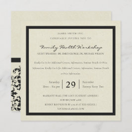 CONVITE EVENTO DE WORKSHOP CLÁSSICO DE DAMASK BRANCO PRETO