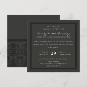 CONVITE EVENTO DE WORKSHOP CLÁSSICO DE DAMASK DE CARVÃO 