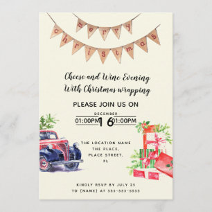 Convite Evento do fundraiser do vinho e do queijo do Natal