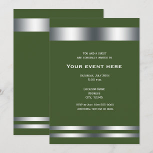 Convite Evento do Partido Janto Elegante Verde e Silver