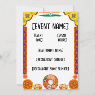 Convite Evento e inauguração do restaurante indiano
