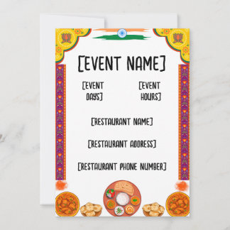Convite Evento e inauguração do restaurante indiano