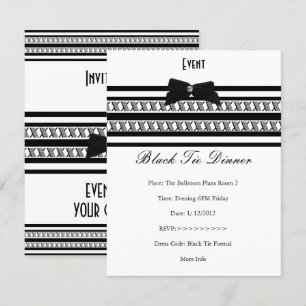 Convite Evento Elegante Formal Gravata Preta Jantar Branco