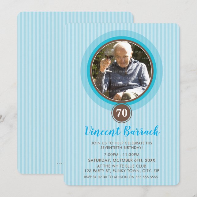 Convite EVENTO ESPECIAL CONVIDA maravilhosa foto de azul (Frente/Verso)