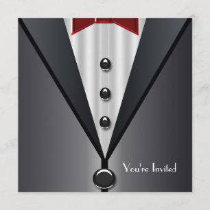 Convite Evento Formal de Gravata Borboleta Preta Smoking