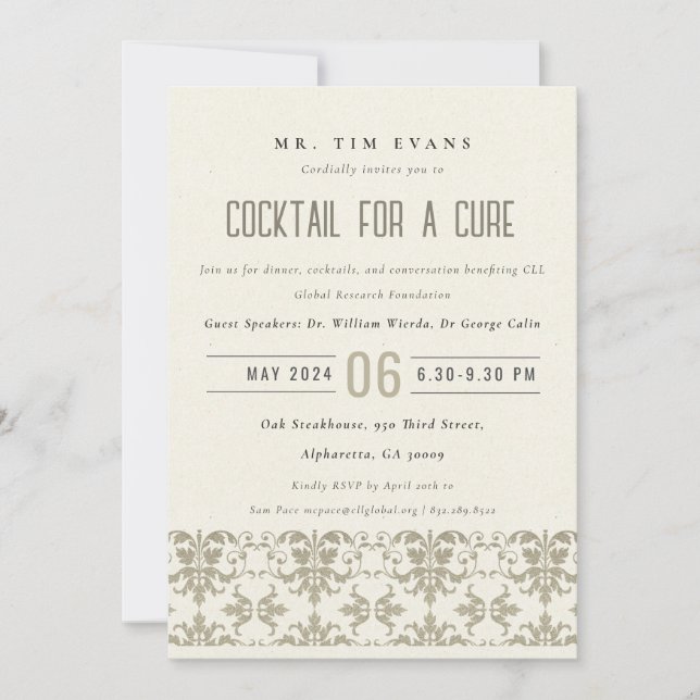 Convite Evento formal de seminário de coquetel em prata da (Frente)