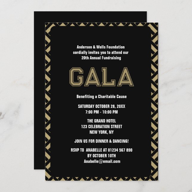 Convite Evento Formal do Fundraiser da Bola Gala Corporati (Frente/Verso)