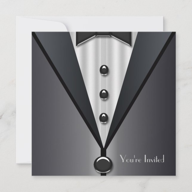 Convite Evento Formal Smoking Preto Lace de Gala (Frente)