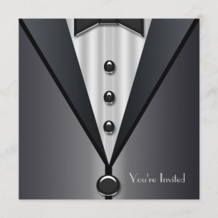 Convite Evento Formal Smoking Preto Lace de Gala