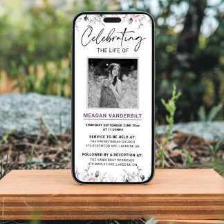 Convite Evento Funeral Digital Floral Editável