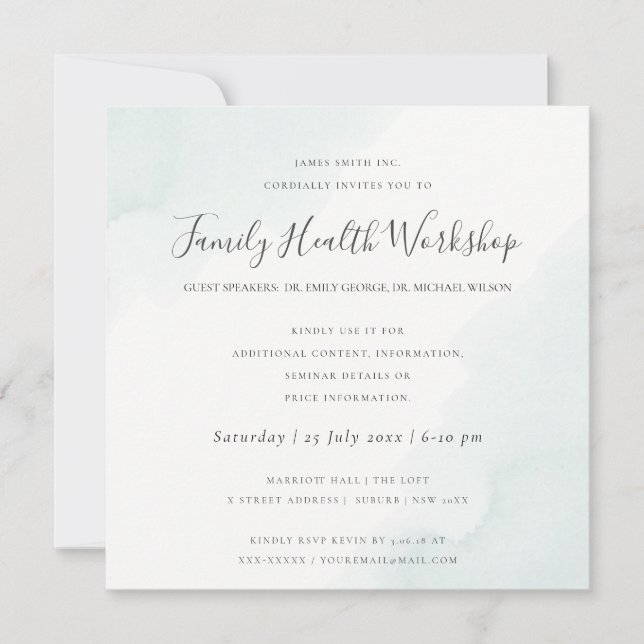 Convite EVENTO OFICINA DE PINCELADAS DE Aquarela AZUL MARI (Frente)