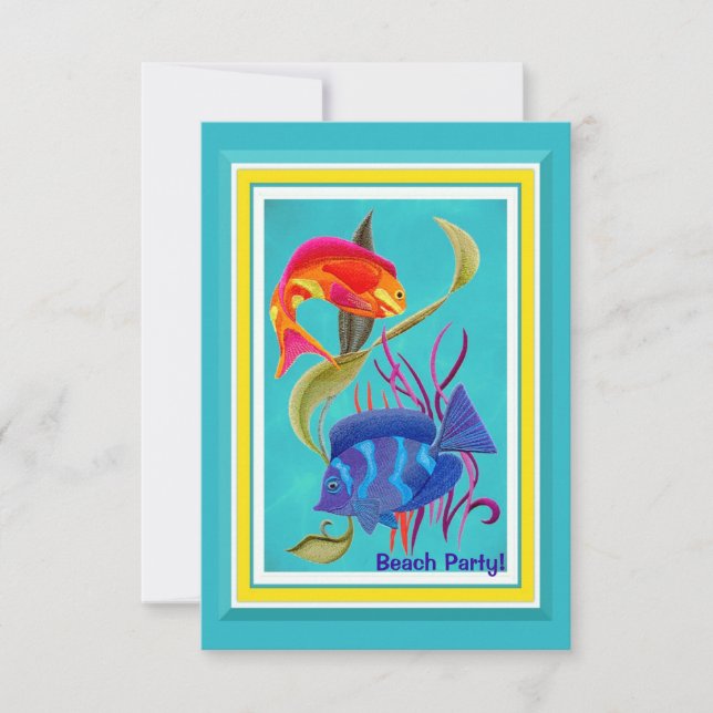 Convite Evento Personalizável do Partido Tropical Fish Bea (Frente)