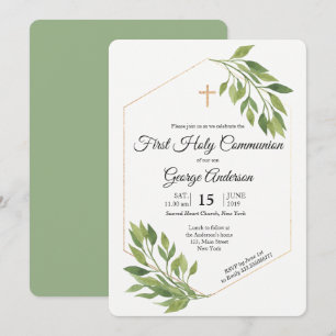 Convite Evento religioso do primeiro comunhão elegante da