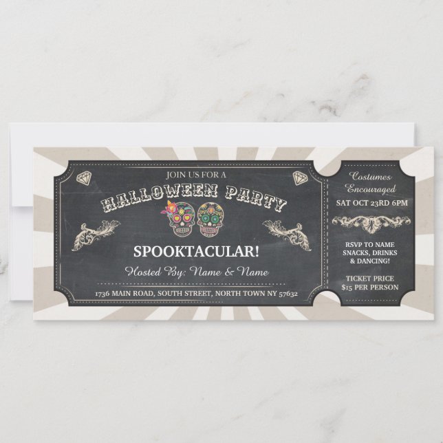 Convite Evento Sapateiro do Halloween do Ticket Sugar Skul (Frente)