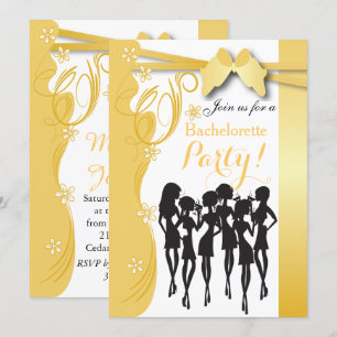 Convite Eventos de Creme para Garotas de Festa Amarela