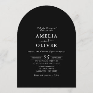 Convite Eventos de Fim de Semana QR Casamento Preto Minima