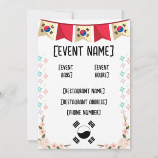 Convite Eventos e inauguração do restaurante coreano