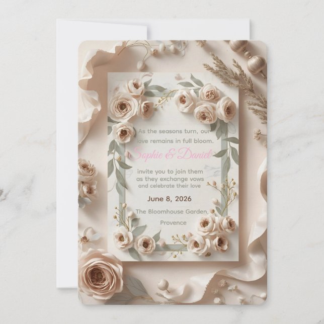 Convite EverBloom Wedding Invitation – A Year of Celebrati (Frente)