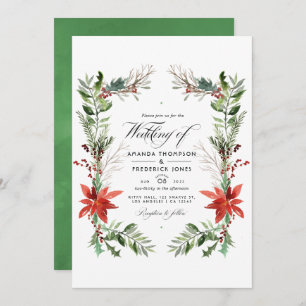 Convite Evergreen - Casamento de Natal em Woodland Wintert