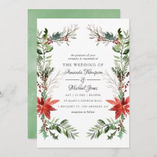 Convite Evergreen - Casamento de Natal em Woodland Wintert