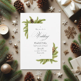 Convite Evergreen Pines Winter Wonderland Weding Código QR