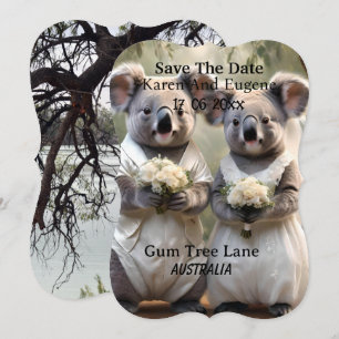 Convite "Evergreen Vows: um casamento Koala em branco"