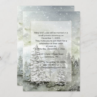 Convite Evergreens Montanhas de Neve Apenas Casamento