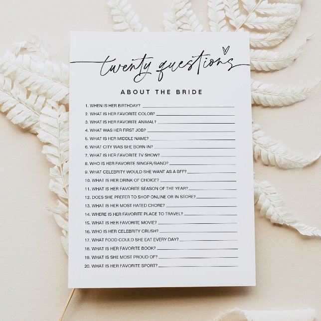 Convite EVERLEIGH Vinte Perguntas sobre o Jogo da Noiva (Criador carregado)