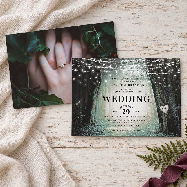 Convite Evermore | Floresta Encantada das Fadas | Casament (Moss Evermore enchanted forest wedding invitation with personalized woodland artwork, styled for a romantic wedding. Styling props are not included.)