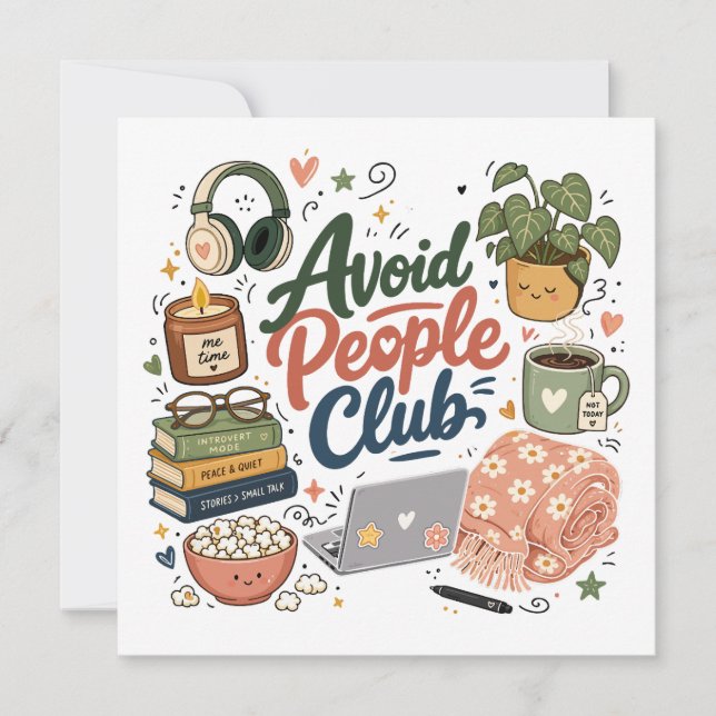 Convite Evite Pessoas Clube Vibrações de Introvertido Acon (Frente)