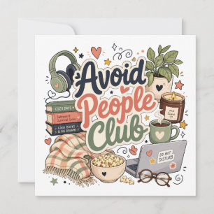 Convite Evite Vibes de Clube de Introvertidos Aconchegante