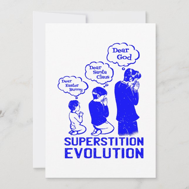 Convite evolução da superstição engraçado (Frente)