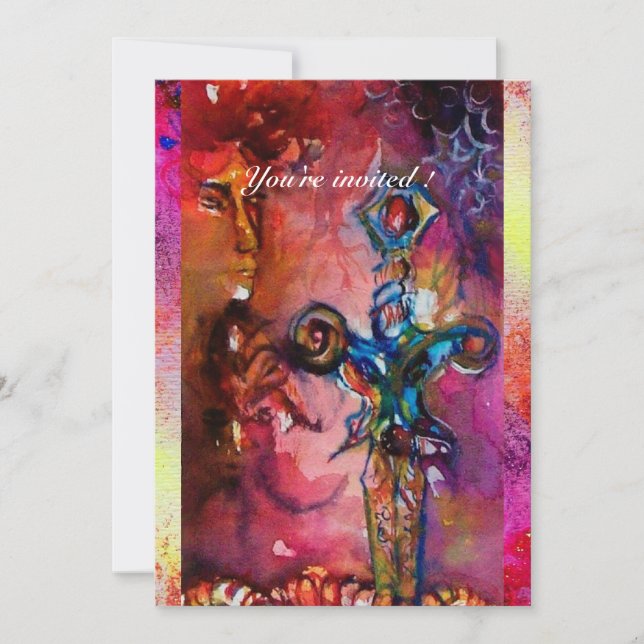 Convite EXCALIBUR 1, vermelho vivo, roxo rosa (Frente)