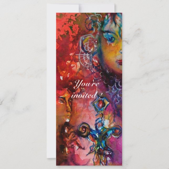 Convite EXCALIBUR 2, vermelho vivo, roxo rosa (Frente)