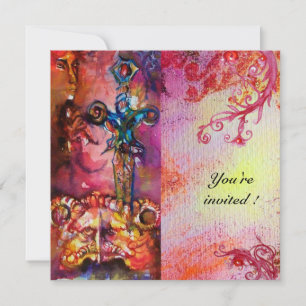 Convite EXCALIBUR 3, vermelho vivo, roxo rosa