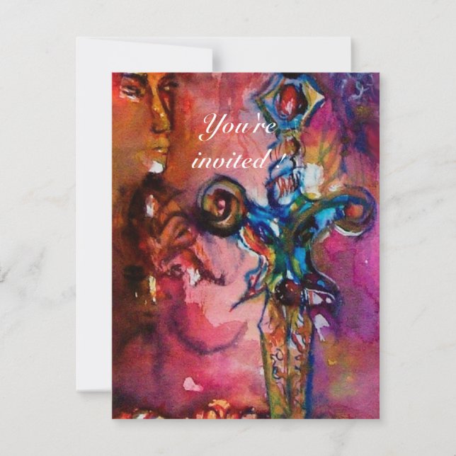 Convite EXCALIBUR 4, vermelho brilhante, roxo rosa (Frente)