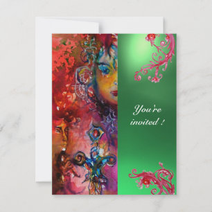 Convite EXCALIBUR gema vermelho brilhante , rosa azul lara