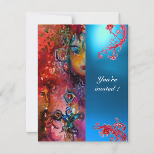 Convite EXCALIBUR gema vermelho brilhante , rosa azul lara