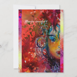 Convite EXCALIBUR LADY DO LAGO Red Purple Watercolor