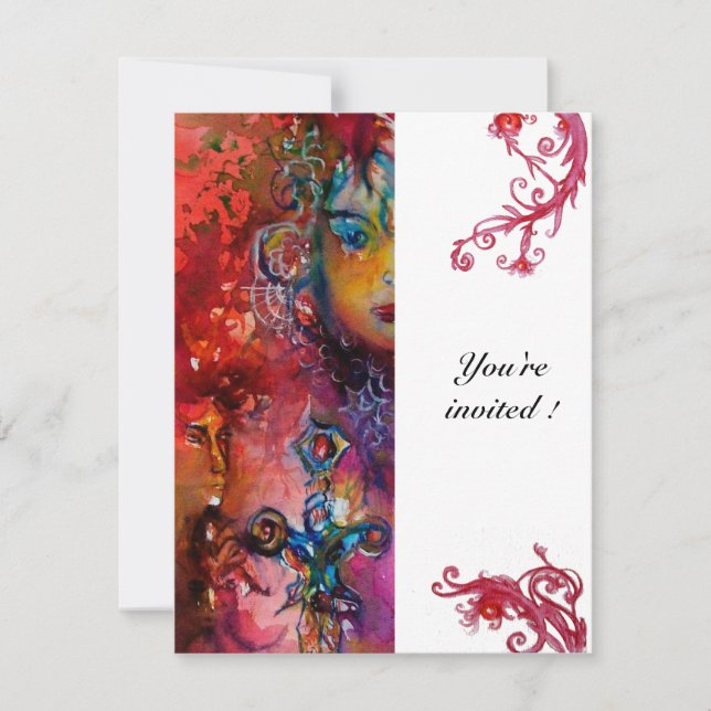 Convite EXCALIBUR , vermelho branco brilhante (Frente)